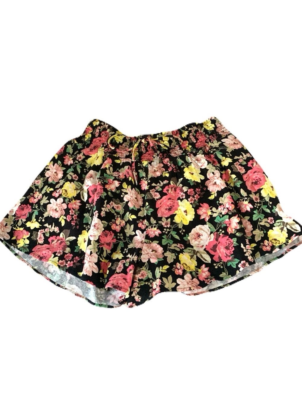 NWT INC International Concepts XL Black Multicolor Floral Tie-Waist Shorts